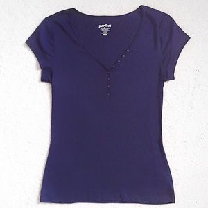Old Navy Rib Knit V-Neck Henley Tee